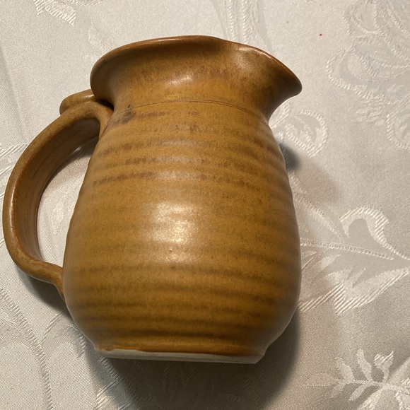 Pottery, hand thrown caramel creamer/pitcher signed, Tom Jon $29 - Picture 2 of 7